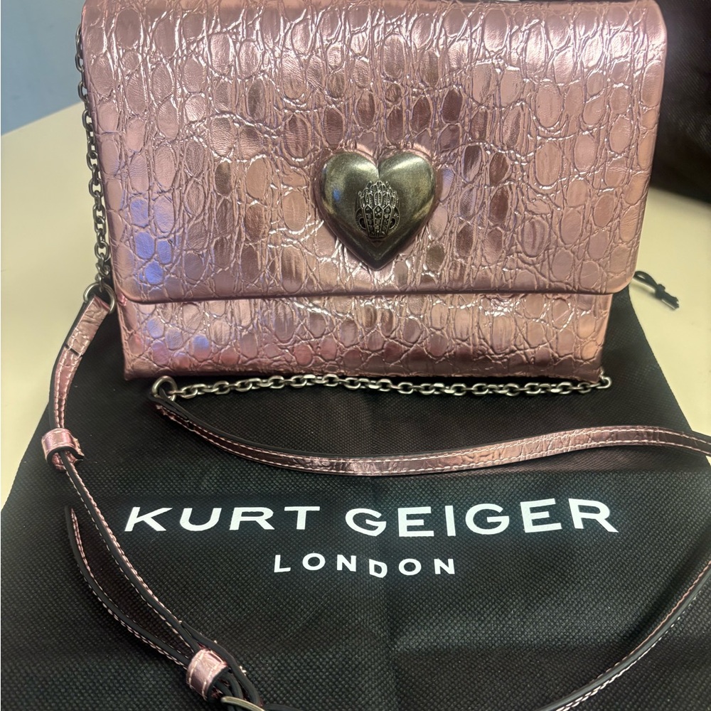 Kurt Geiger Rose Metallic Croc-Embossed Bag